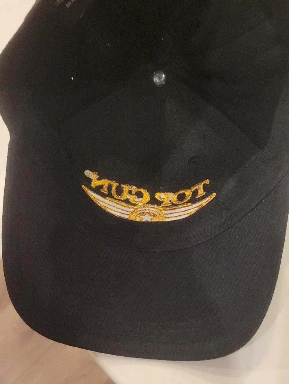 Top Gun Embroidered Baseball Cap - Black with Gold Logo